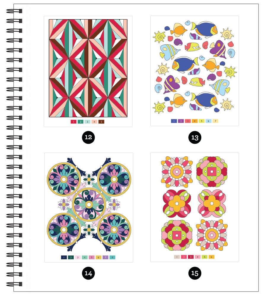 Libro de Colorear por Números para Relajación  - Imágenes Grandes