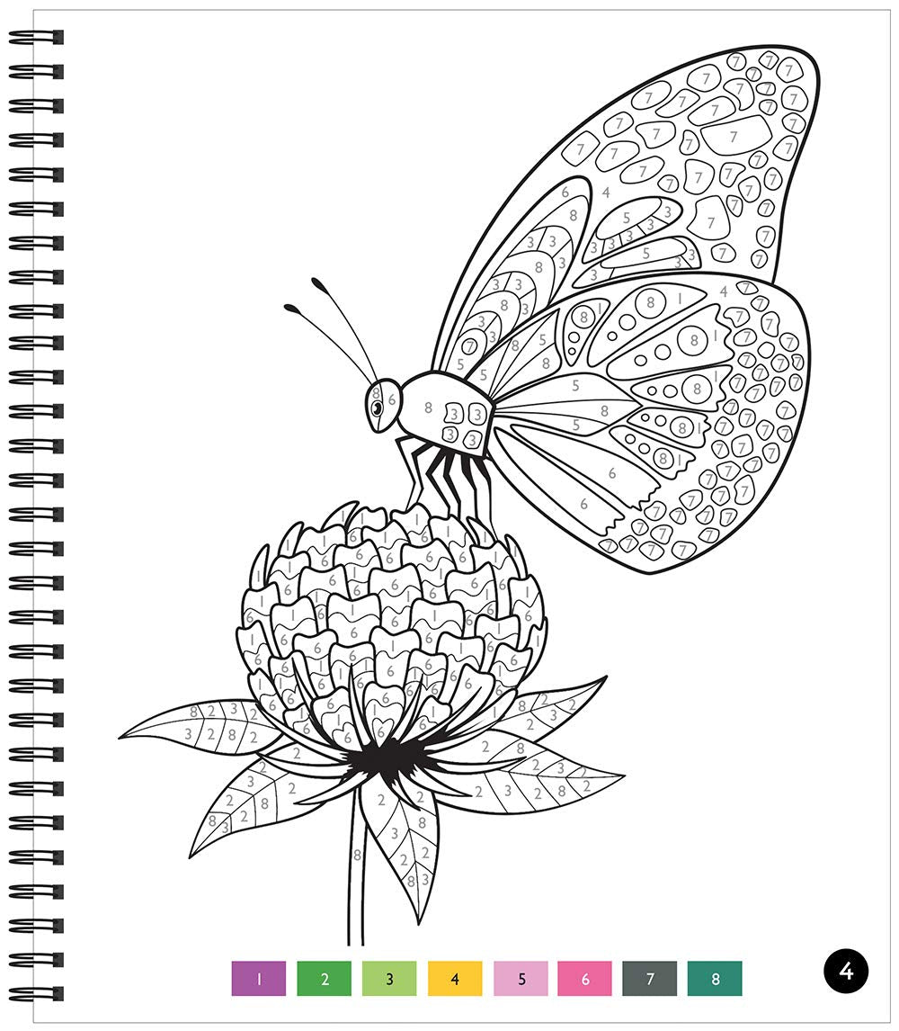 Libro de Colorear por Números para Adultos y Adolescentes - Mariposas Imágenes Relajantes
