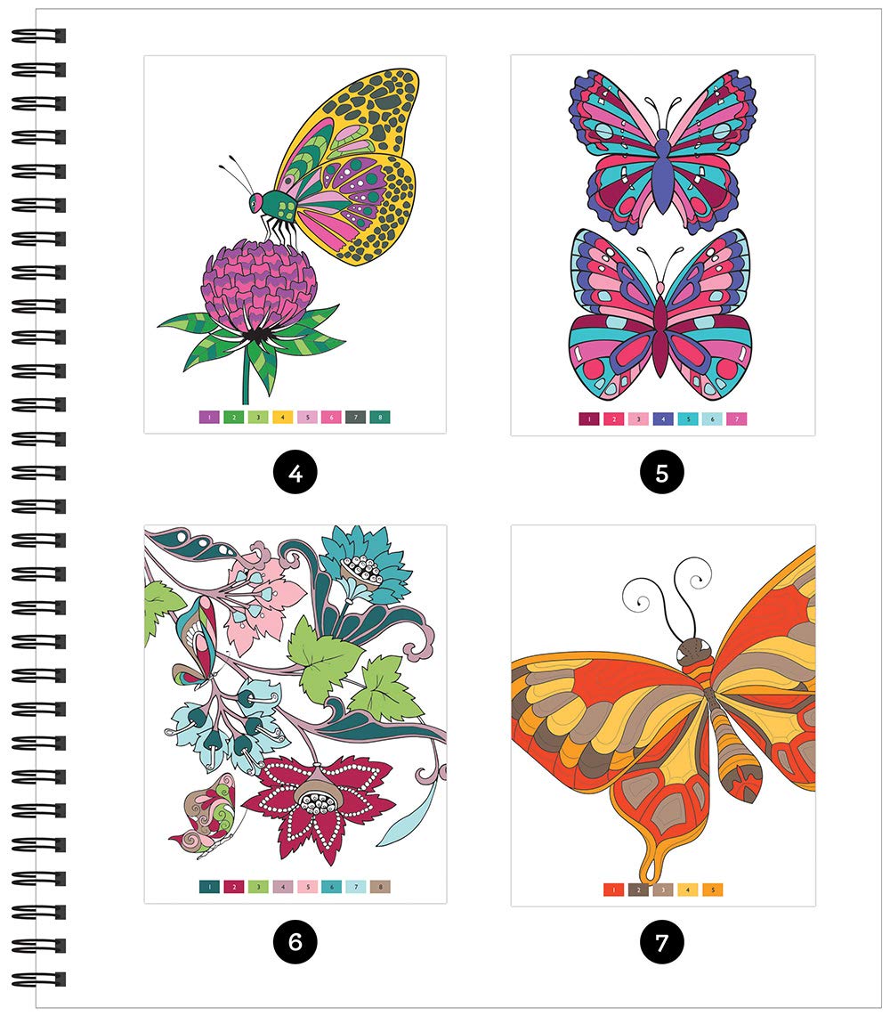 Libro de Colorear por Números para Adultos y Adolescentes - Mariposas Imágenes Relajantes