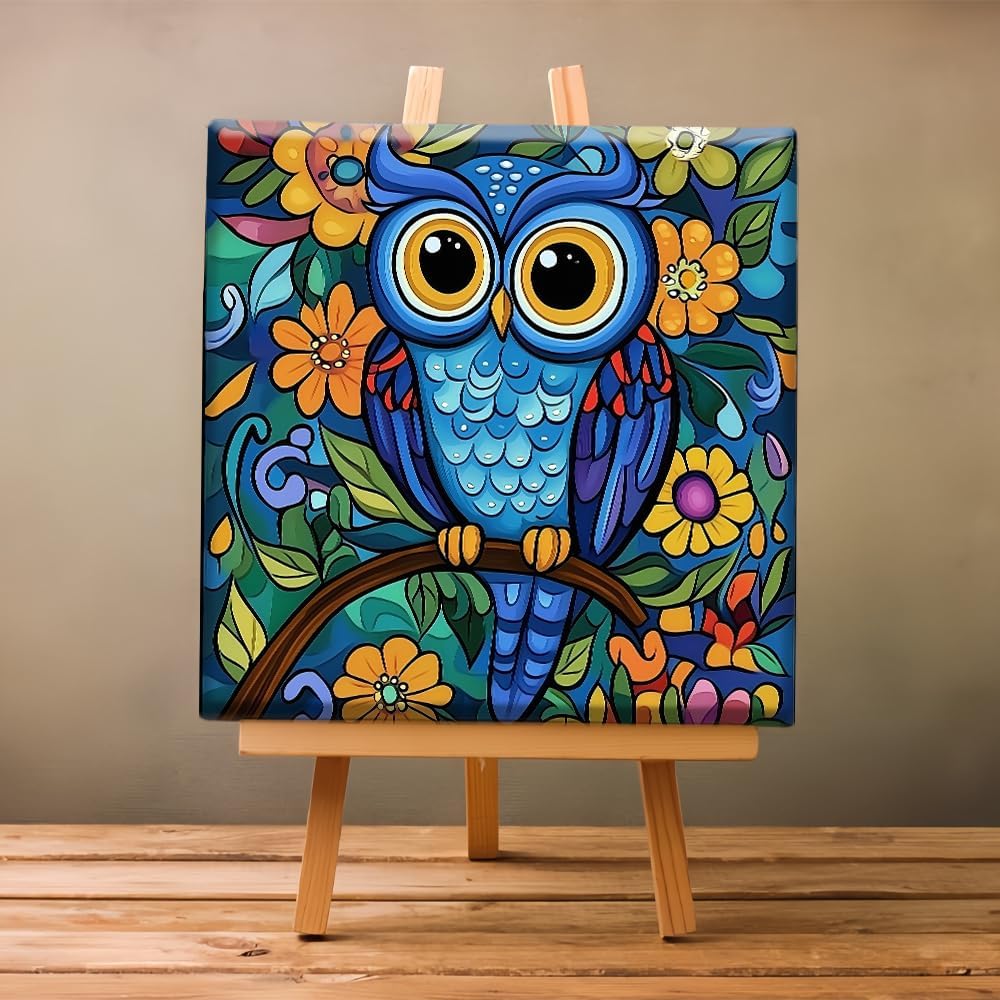 Colorful Owl  - Kit de Pintura por Números - 30 x 30 cm