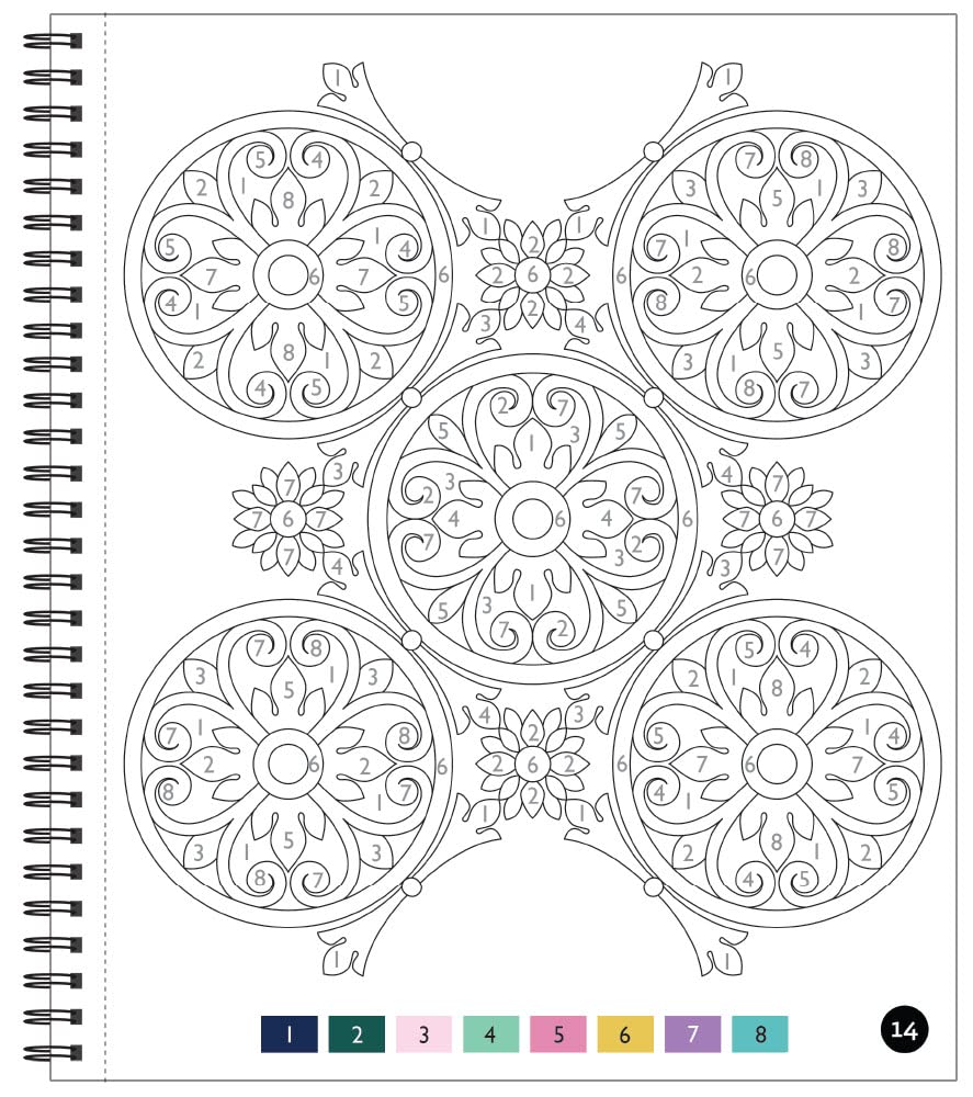 Libro de Colorear por Números para Relajación  - Imágenes Grandes