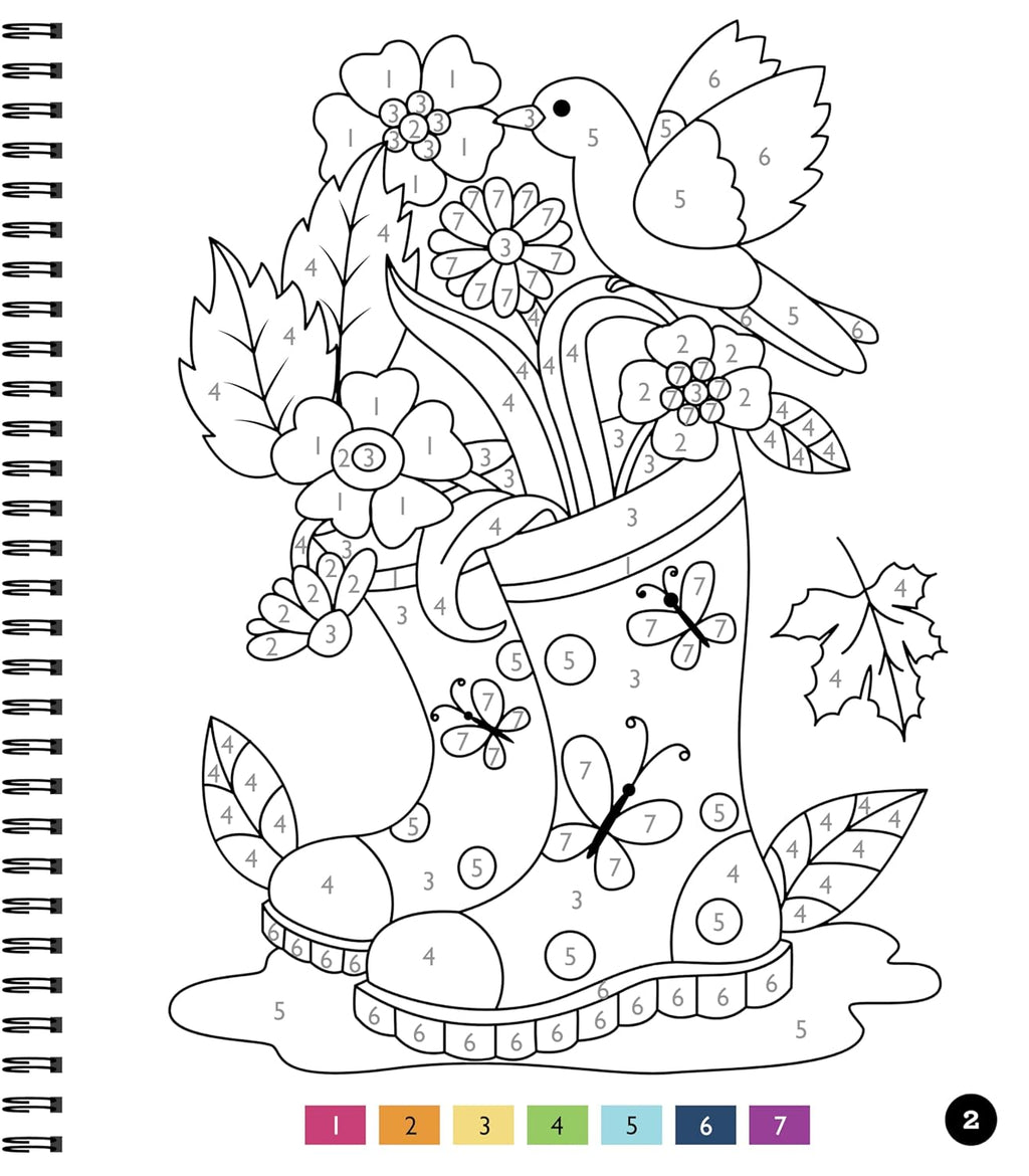 Libro de Colorear por Números para Relajación Adultos y Adolescentes  - Imágenes Grandes Jardín