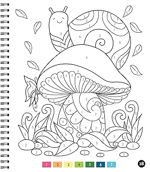 Libro de Colorear por Números para Relajación Adultos y Adolescentes  - Imágenes Grandes Jardín