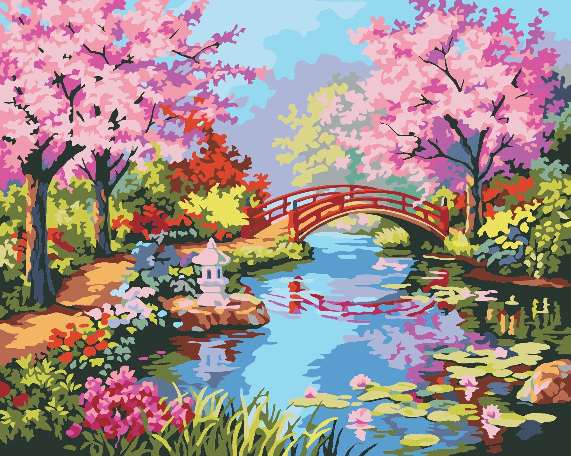 Puente en el Río - Kit de Pintura por Números 40 x 50 cm