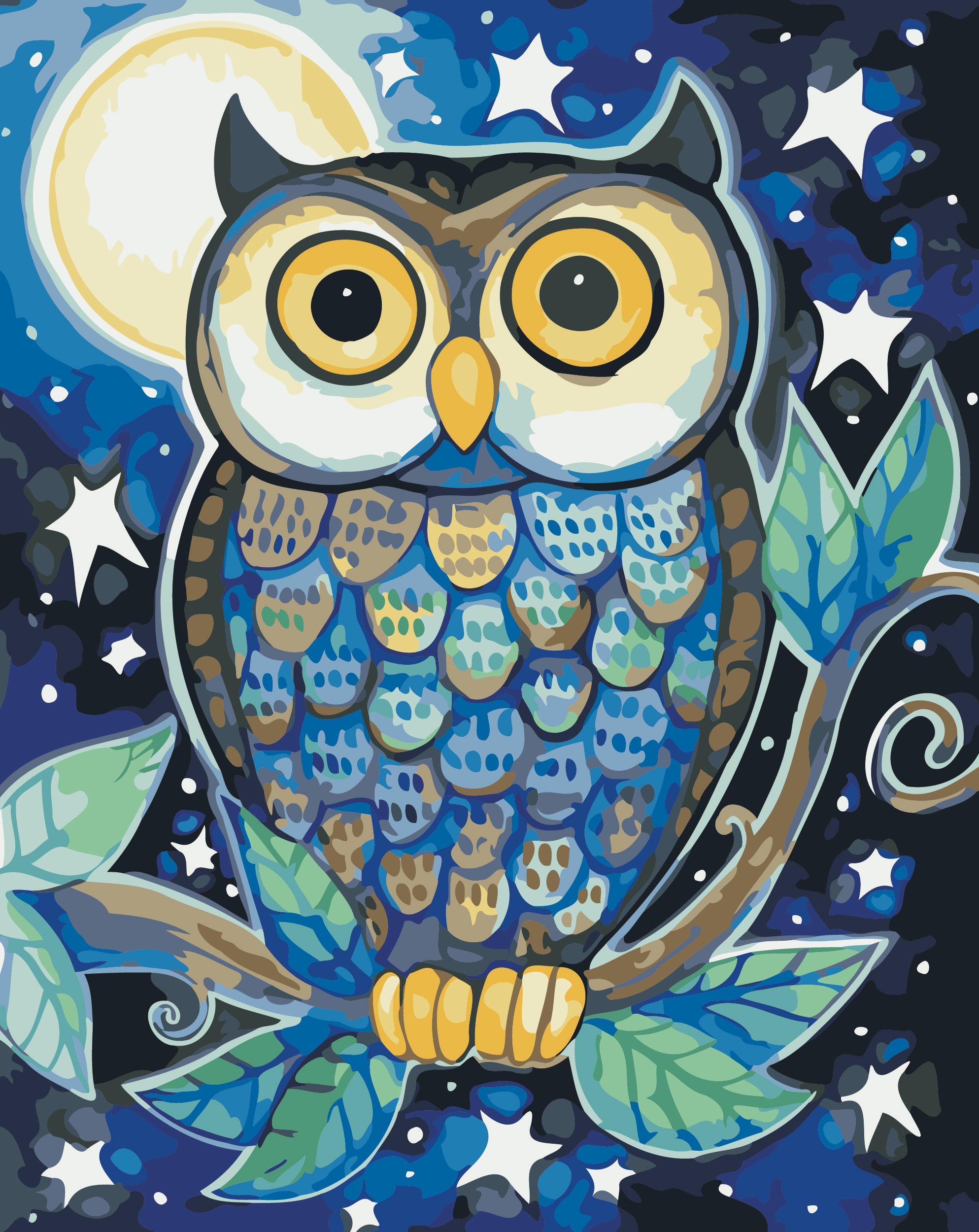 Búho Azul - Kit de Pintura por Números 40 x 50 cm