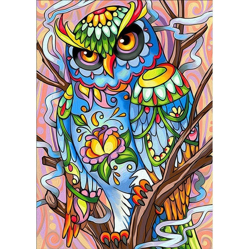 Kit de pintura por números Búho de Colores 40x50cm - diseño animales - My Box Hub
