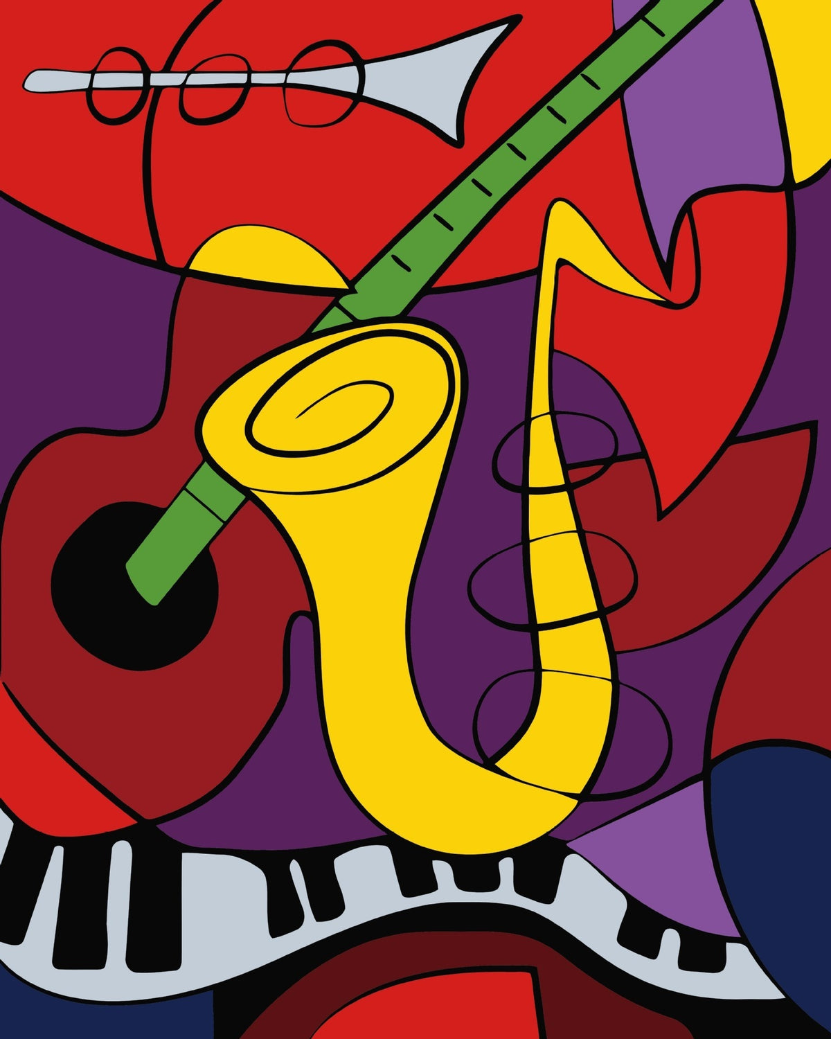 Kit de pintura por números Jazz en Colores 40x50cm - diseño arte y diseño - My Box Hub