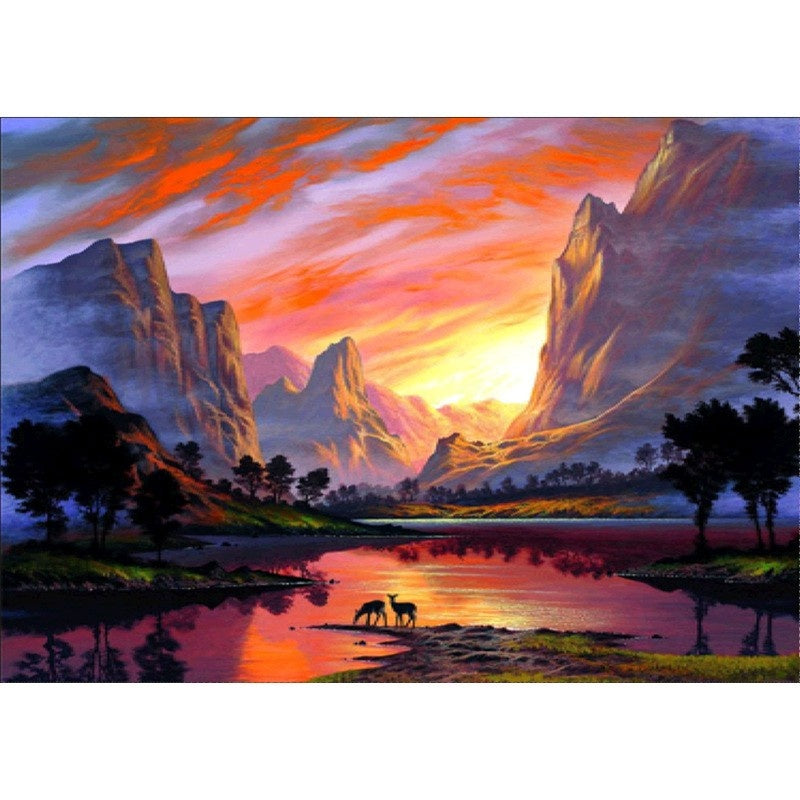 Kit de pintura por números Valle Encendido 40x50cm - diseño paisajes y naturaleza - My Box Hub