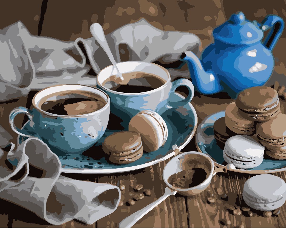Kit de pintura por números Tarde de Té y Macaroons 40x50cm - My Box Hub