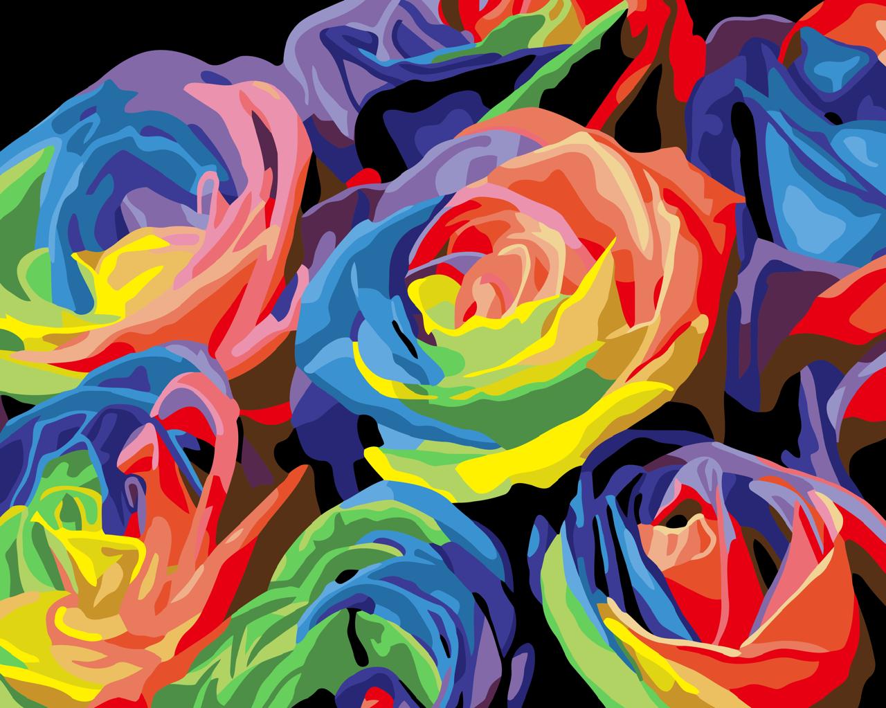 Rosas de Colores - Kit de Pintura por Números 40 x 50 cm