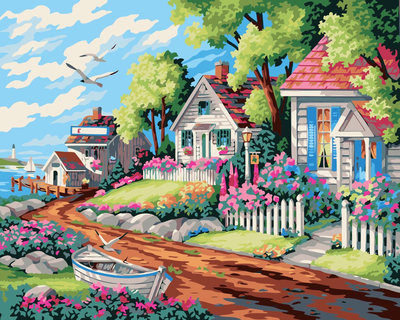 Casas de Playa - Kit de Pintura por Números 40 x 50 cm