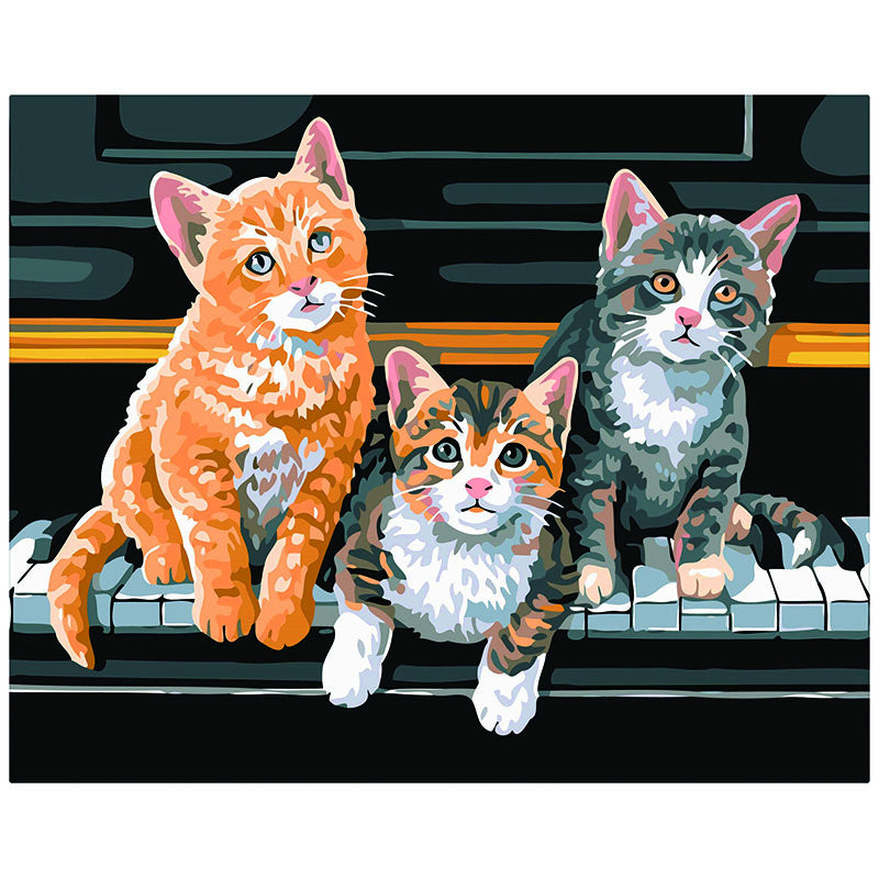 Kit de pintura por números Gatitos al Piano 40x50cm - diseño animales - My Box Hub