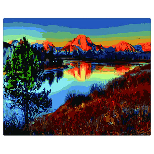Kit de pintura por números Lago de Montaña 40x50cm - diseño paisajes y naturaleza - My Box Hub