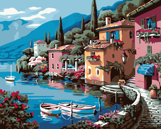 Kit de pintura por números Riviera Italiana 40x50cm - diseño ciudades y playa - My Box Hub
