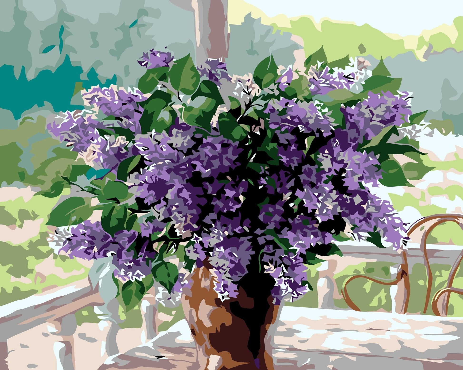Kit de pintura por números Tarde de Lilas 40x50cm - diseño flores - My Box Hub