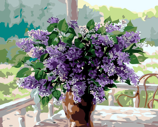 Kit de pintura por números Tarde de Lilas 40x50cm - diseño flores - My Box Hub