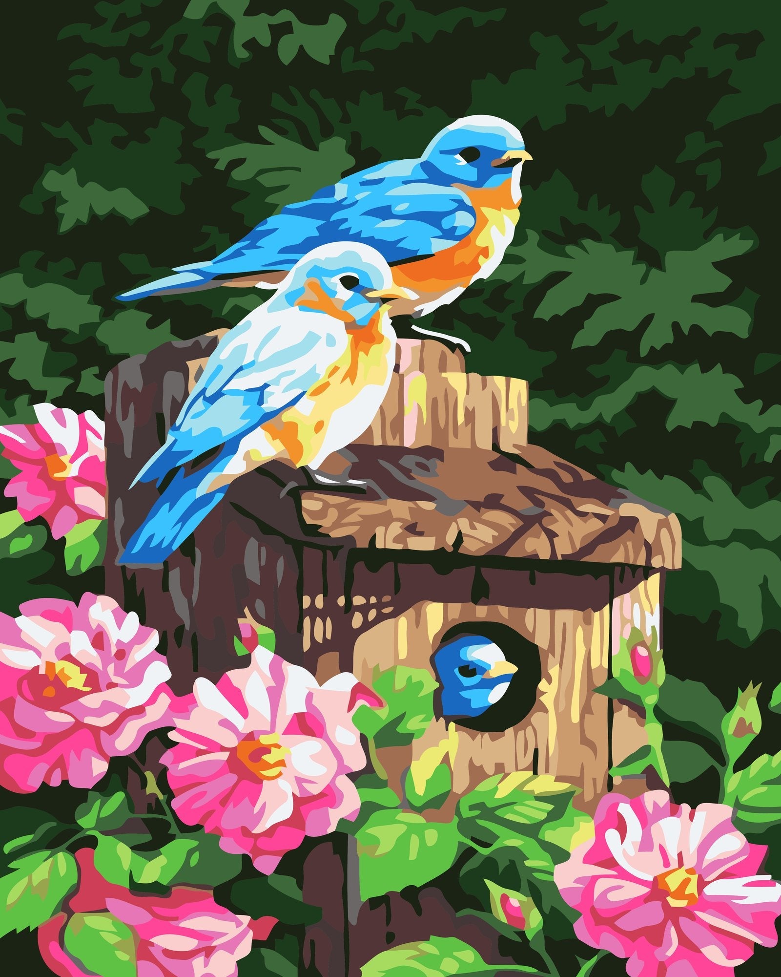 Kit de pintura por números Nido Azul 40x50cm - diseño animales - My Box Hub