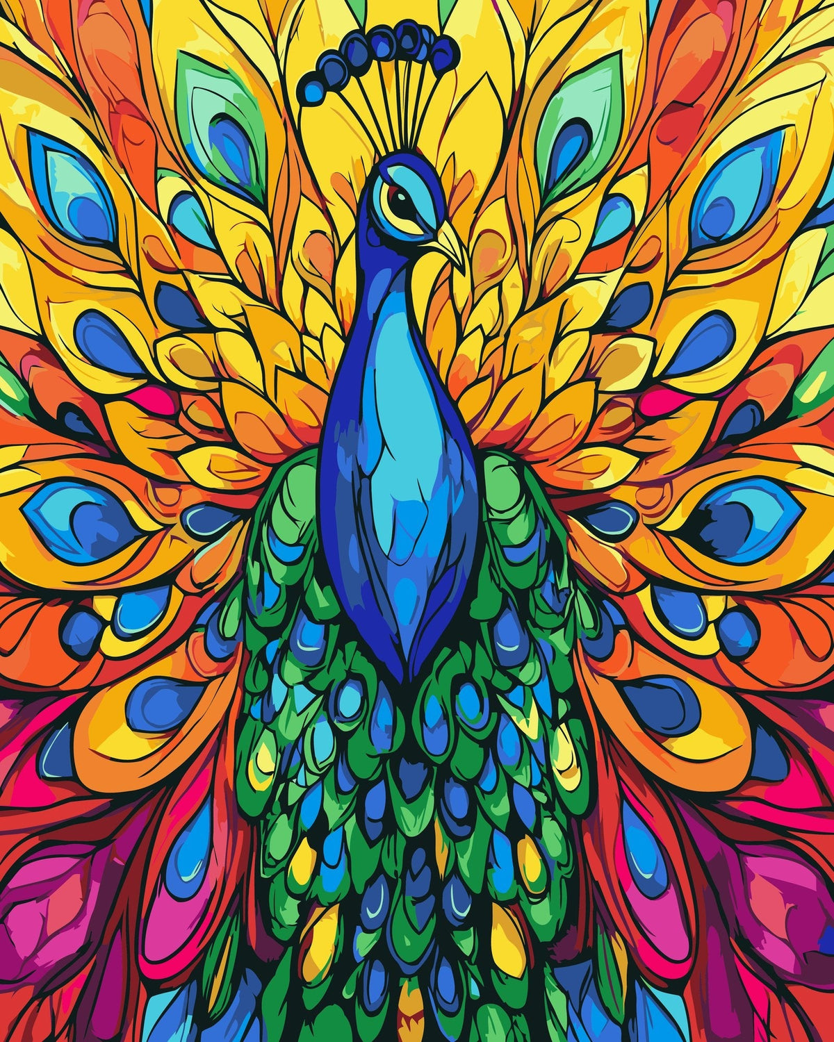 Pavo Real Místico - kit de pintura por números