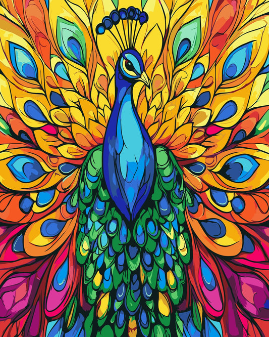 Kit de pintura por números Pavo Real Místico 40x50cm - diseño animales - My Box Hub