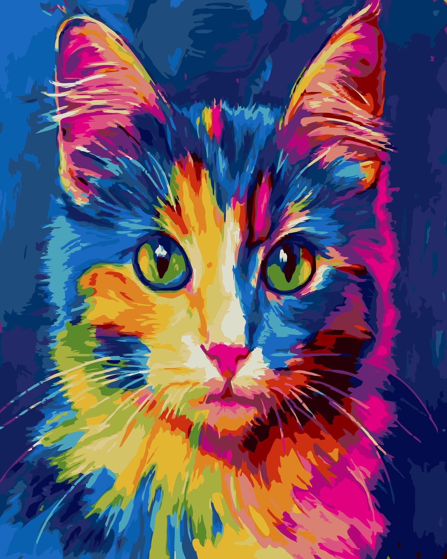 Kit de pintura por números Gato de Colores 40x50cm - diseño animales - My Box Hub
