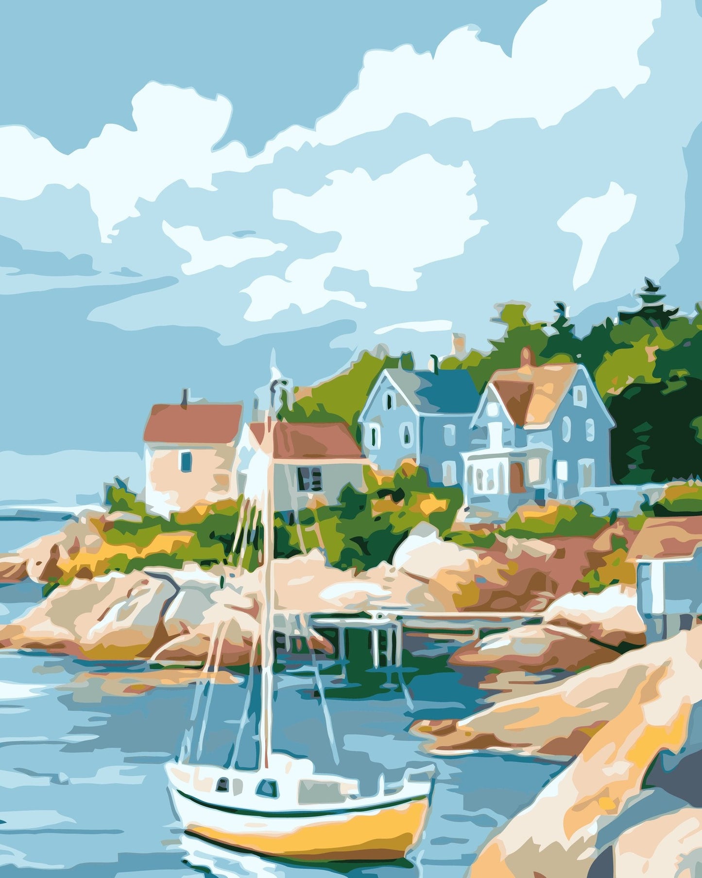 Kit de pintura por números Puerto Tranquilo 40x50cm - diseño playa y mar - My Box Hub