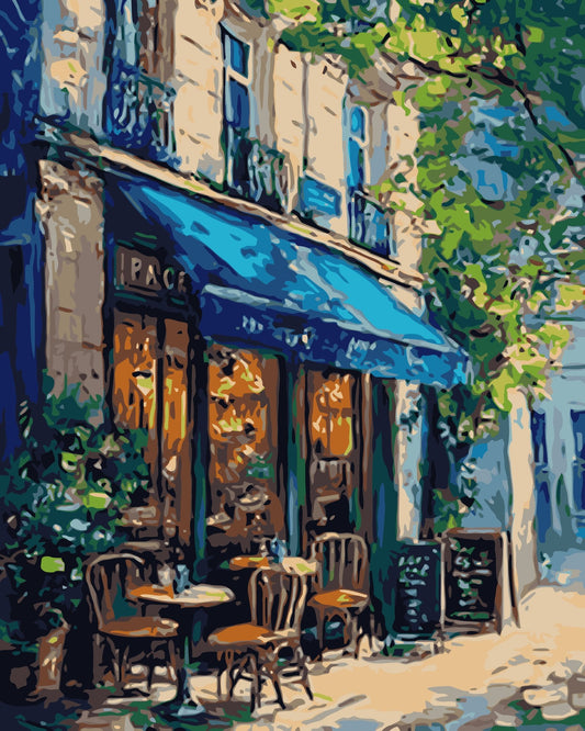 Kit de pintura por números Café en París 40x50cm - diseño ciudades y viajes - My Box Hub