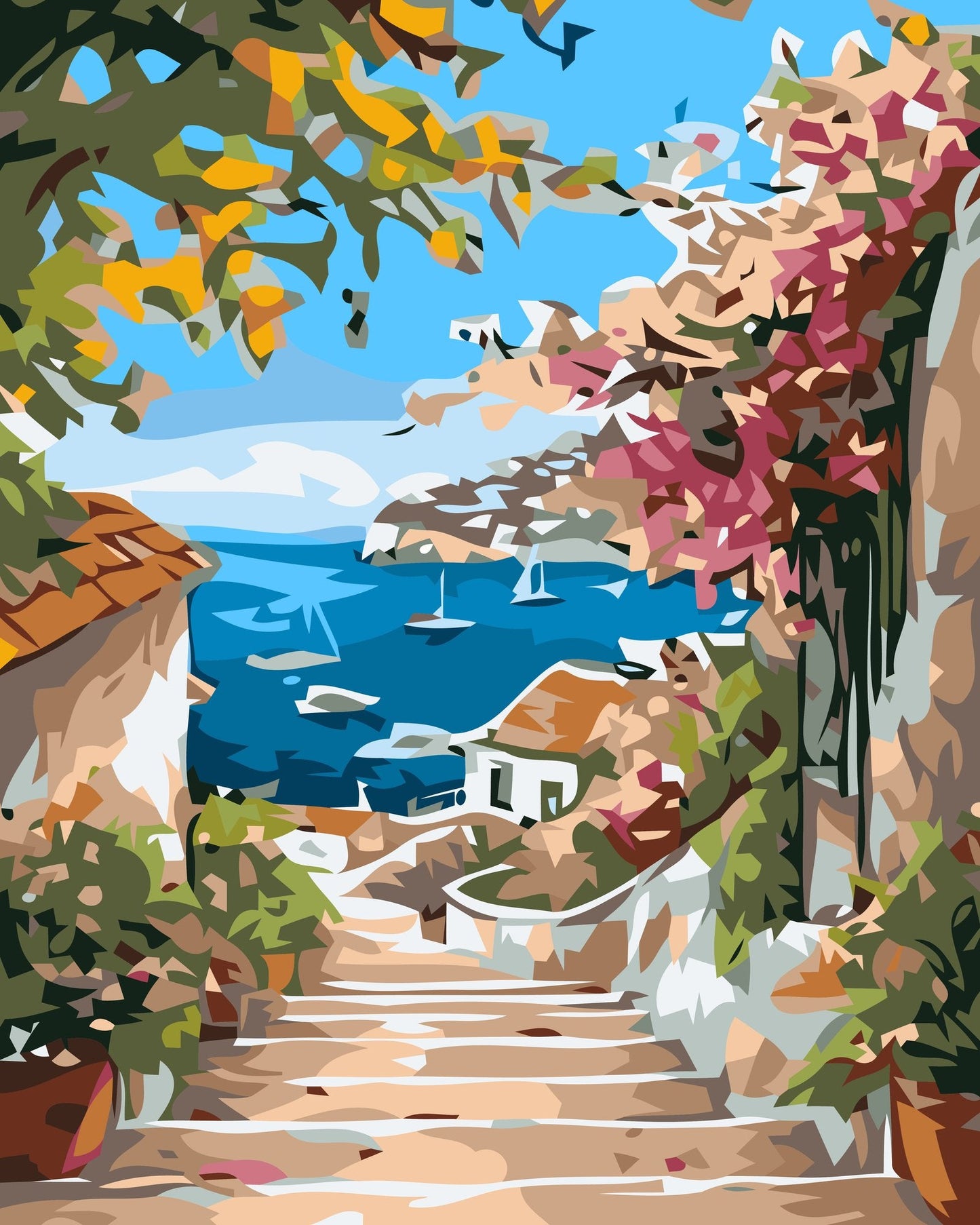 Kit de pintura por números Escalera al Mar 40x50cm - diseño playa y mar - My Box Hub
