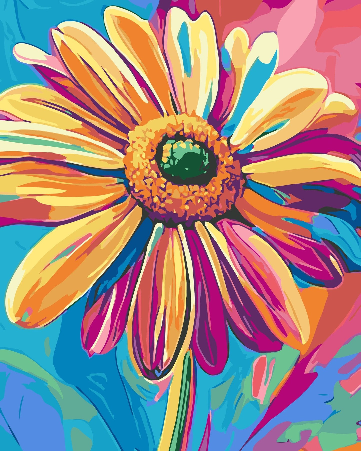 Kit de pintura por números Margarita Radiante 40x50cm - diseño flores - My Box Hub