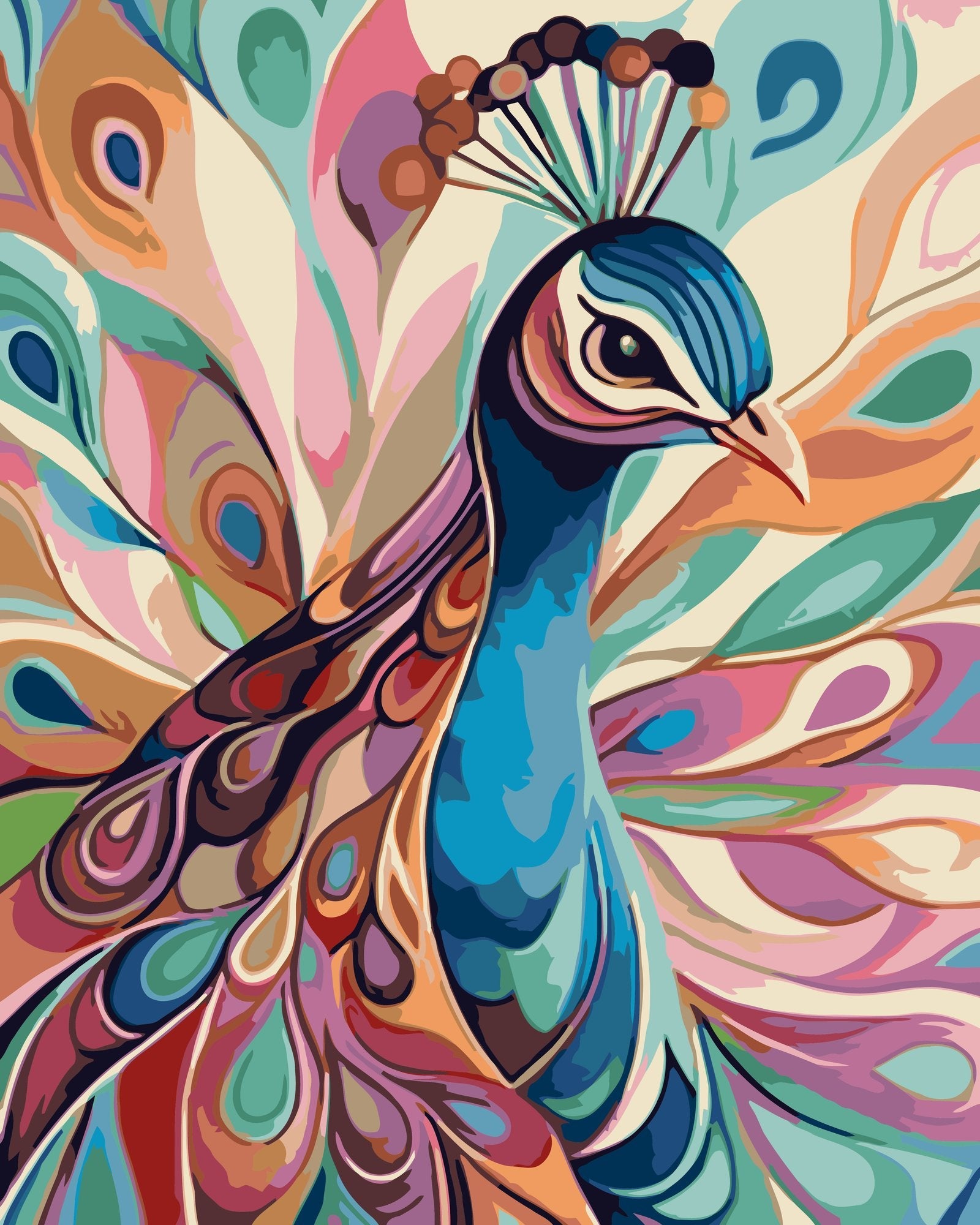 Kit de pintura por números Plumas de Color 40x50cm - diseño animales - My Box Hub